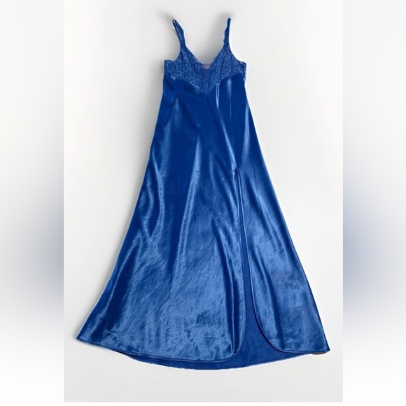 Other - Vtg 90’s Victoria's Secret Gold Label Plunging Royal Blue Long Nightgown Sz M